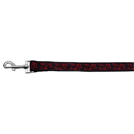 UNCONDITIONAL LOVE Red and Black Swirly Nylon Ribbon Dog Collars 1 wide 4ft Leash UN742456